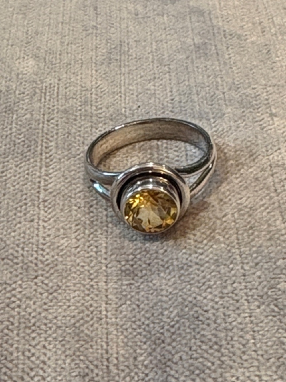Sterling Silver Solitaire Genuine Citrine Bezel Ring 925 Size 6